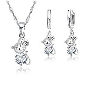 💎 NEW 💎 Little Mouse 925 Sterling Silver Earrings And Necklace Set Bundle